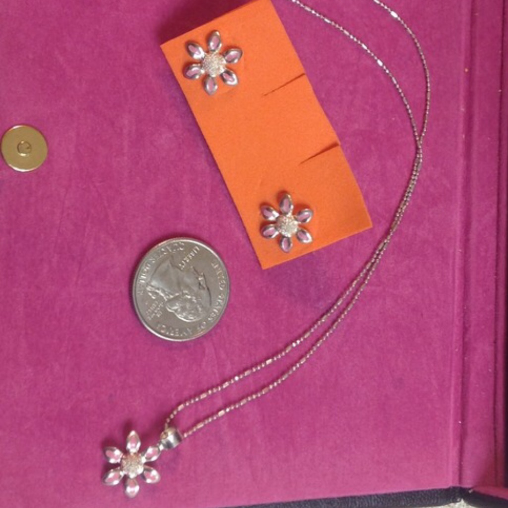 New Italy Stamped Floral NecklaceEarrings Set 48$